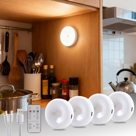 DAMI rechargeable puck light with remote for easy, adjustable ambience.