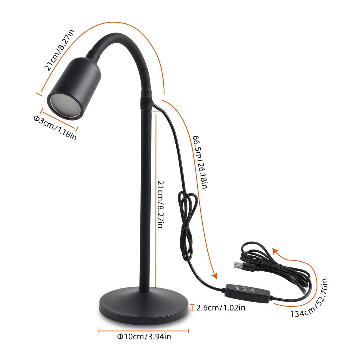 DAMI USB-powered lamp works with laptops and power banks.