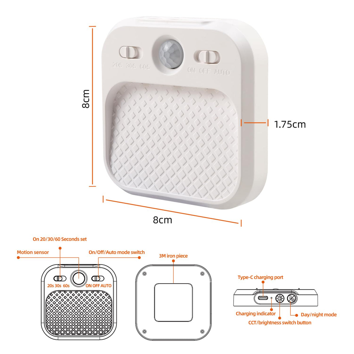 DAMI USB rechargeable cabinet light offering three color temperatures.