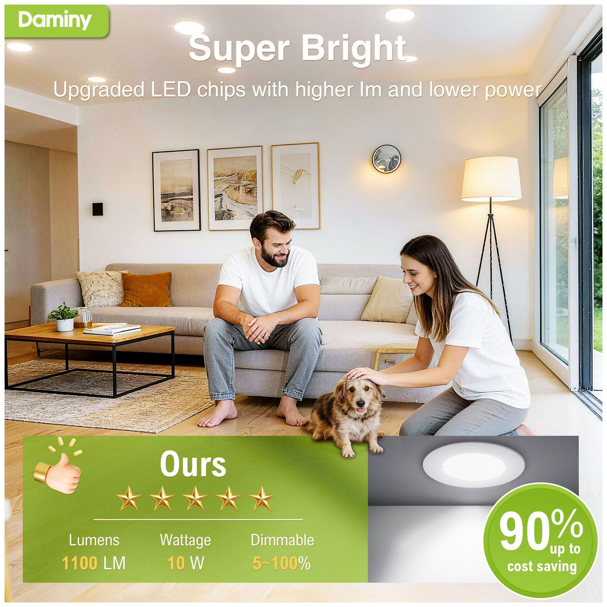 DAMINY 1100 lumens high-brightness recessed fixture for clear task lighting