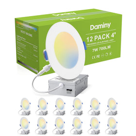 DAMINY 12-pack 4-inch recessed lights with 5 CCTs for customizable ambience.
