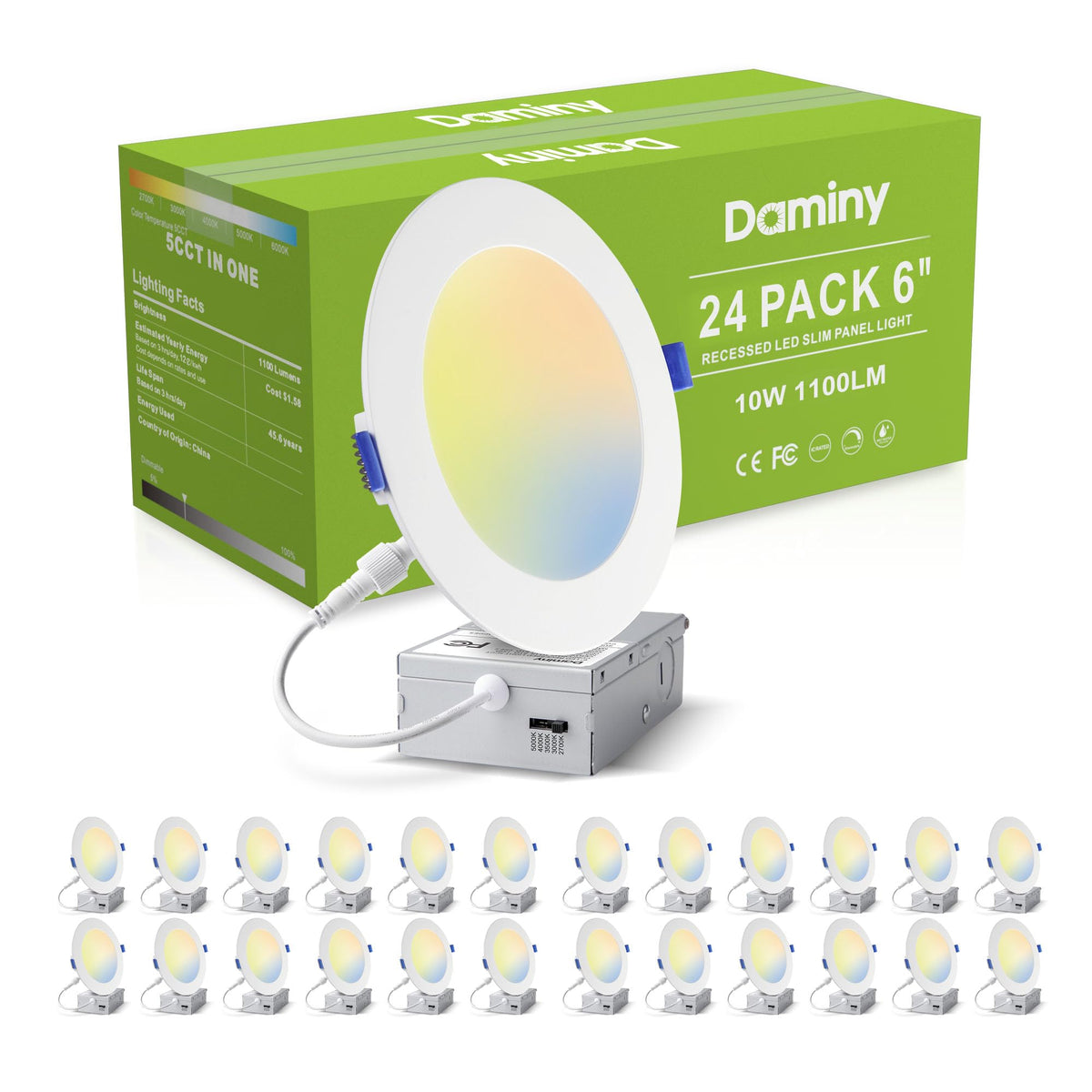 DAMINY 24-pack 6-inch LED recessed light with junction box for retrofit projects