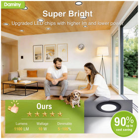 DAMINY dimmable recessed light works with most dimmers for mood control.