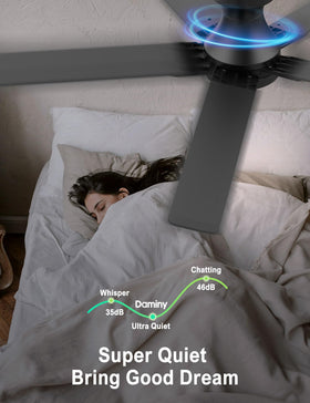 DAMINY quiet DC motor delivers near silent airflow for peaceful rooms