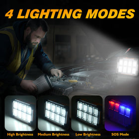 DANCINGBOAR 10000lm brightness shown in a dim workshop setting.