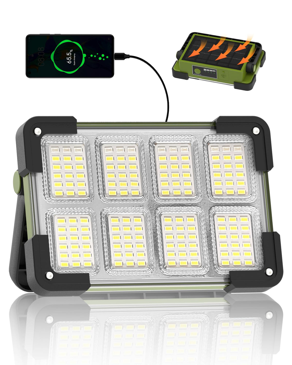 DANCINGBOAR 120W solar work light front view for bright garage illumination