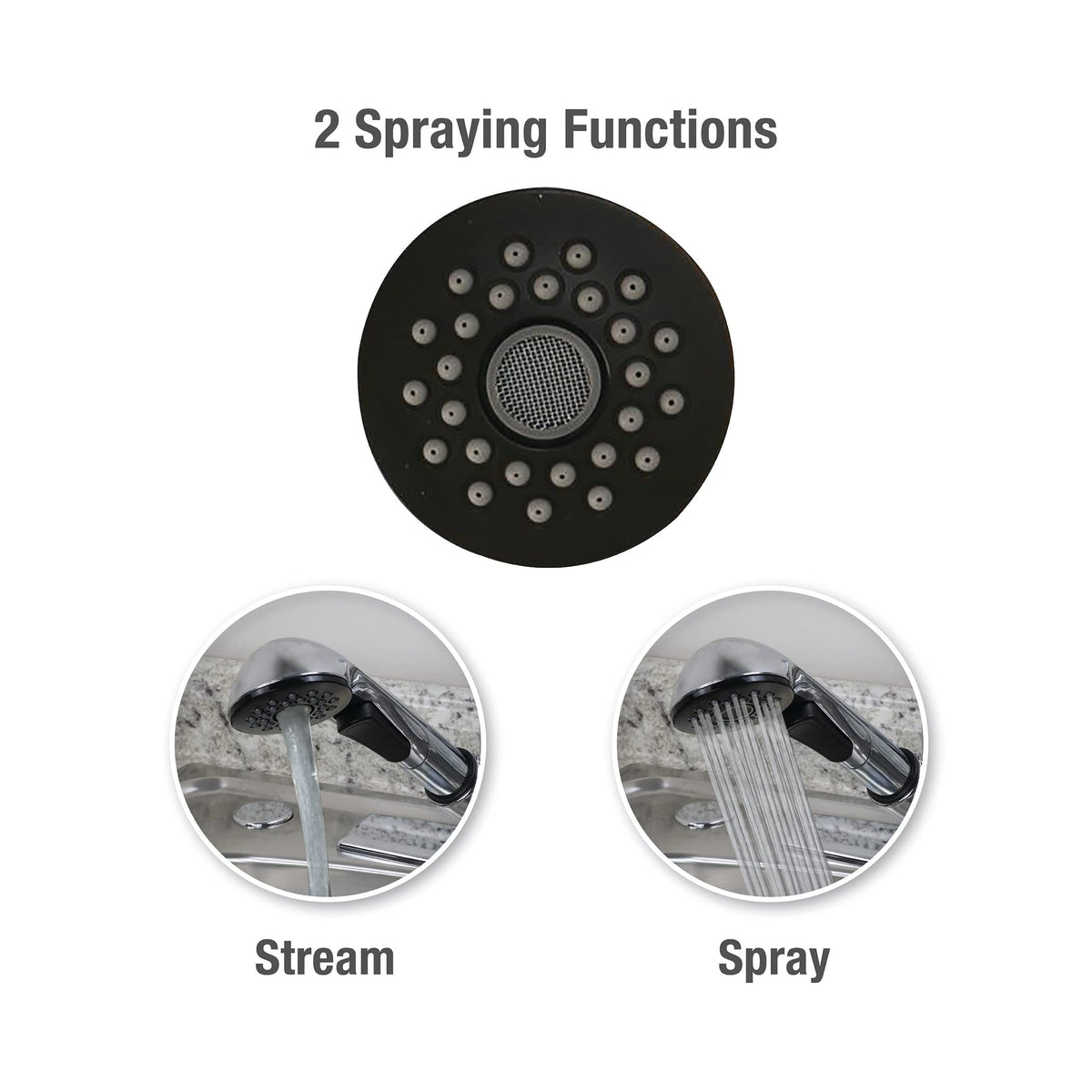 Danco 10408 chrome finish spray head demonstrates easy detachment for flexible use.