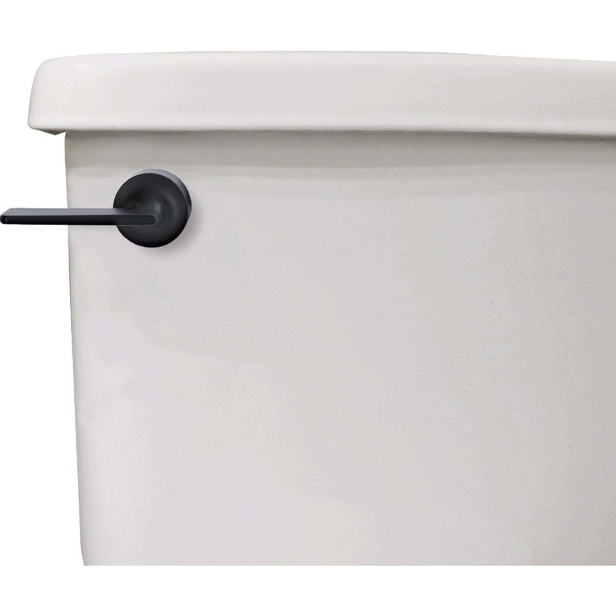 Danco 12052 matte black toilet tank lever close-up shows sleek finish for modern bathrooms.