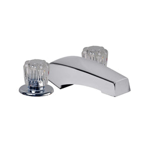 DANCO 2-handle chrome faucet with acrylic handles for mobile home RV bathrooms, easing precise temperature and flow control.