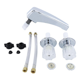 DANCO mobile home faucet image showing 24-inch adjustable center distance for flexible installation.