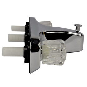 Danco chrome-finish faucet close-up highlights bright, classic styling.