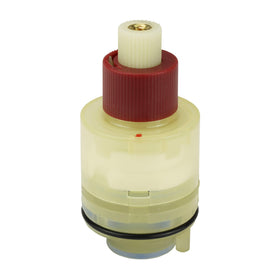 Danco cartridge closeup shows durable brass construction for Glacier Bay single-handle faucets.
