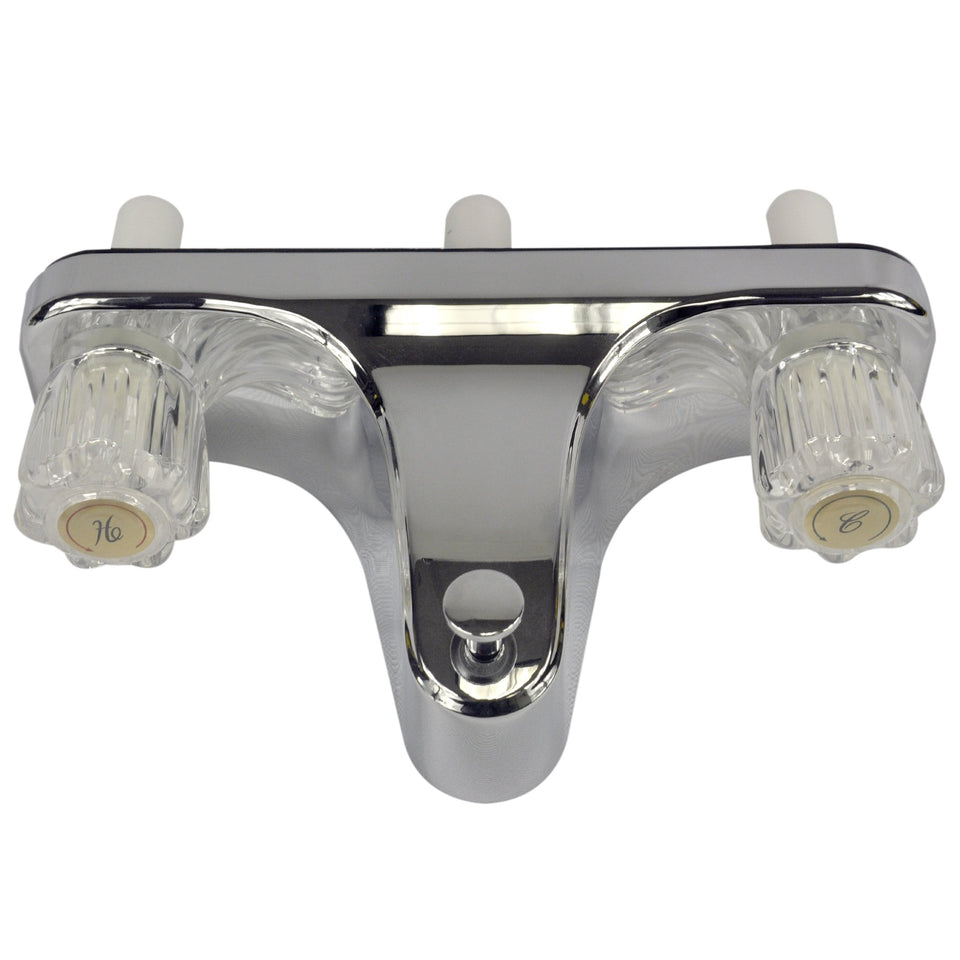 Danco 8-inch center-set tub faucet with acrylic handles for mobile homes enhances control.