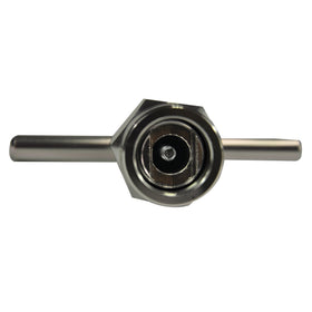 Close-up of aluminum puller in use removing a Moen cartridge
