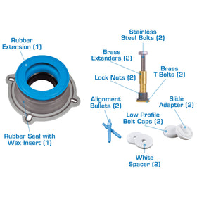 Sliding adapters and low-profile caps shown for quick tightening