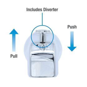 Danco tub spout reaches 5 inches for comfortable tub and shower setup.
