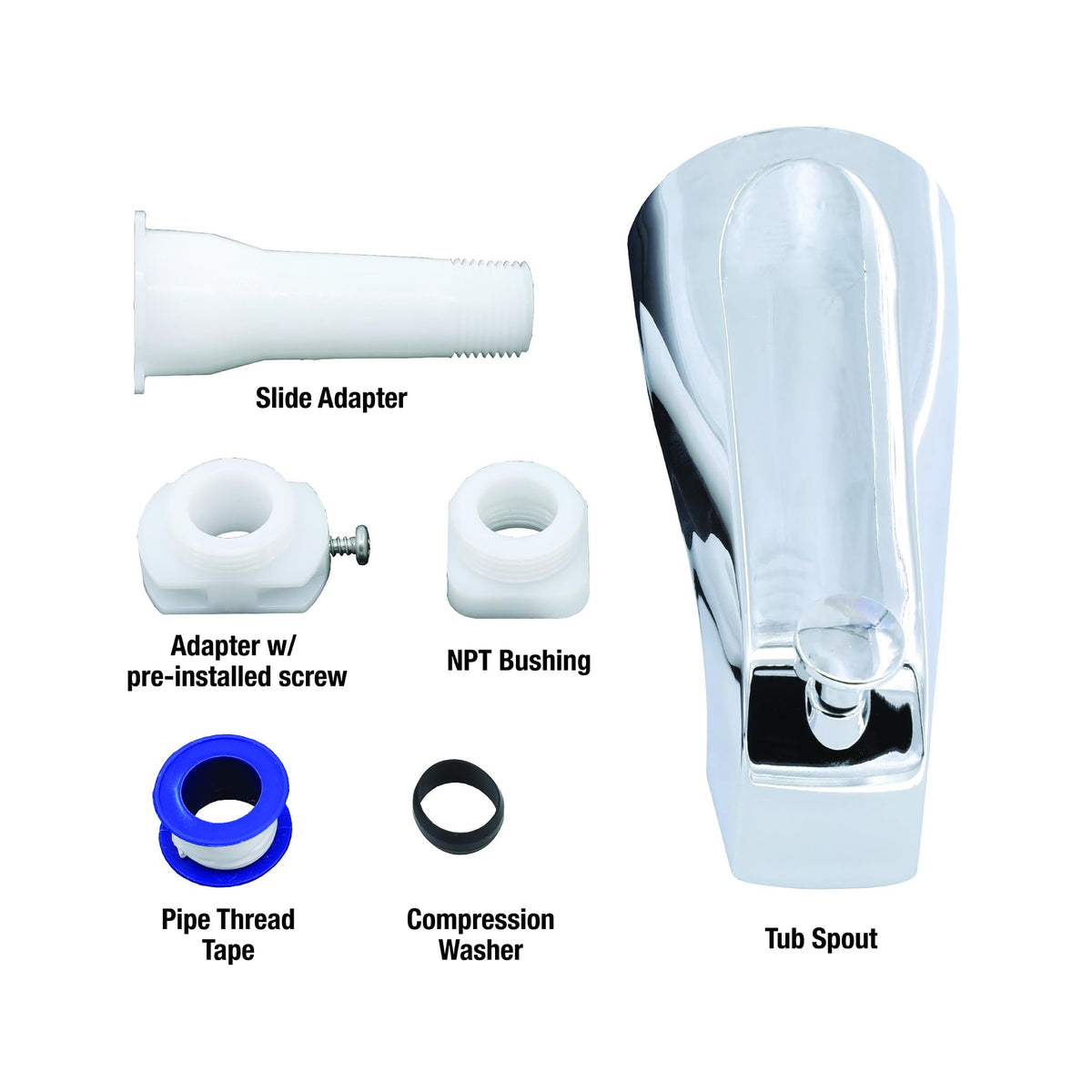 Danco tub spout extension nipple chrome, extended reach from the wall.