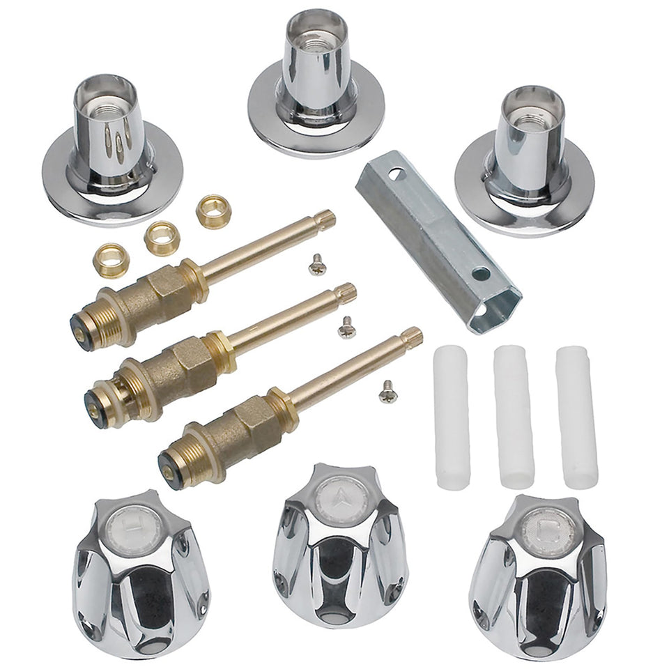 Danco Verve chrome remodel kit close-up for a refreshed tub and shower.