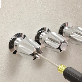 Hot and cold handles with tactile control ready for knob replacement.