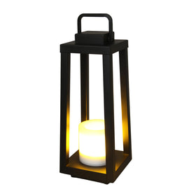 DANCYHOME H16 solar LED candle lantern lights at dusk for cozy garden paths.