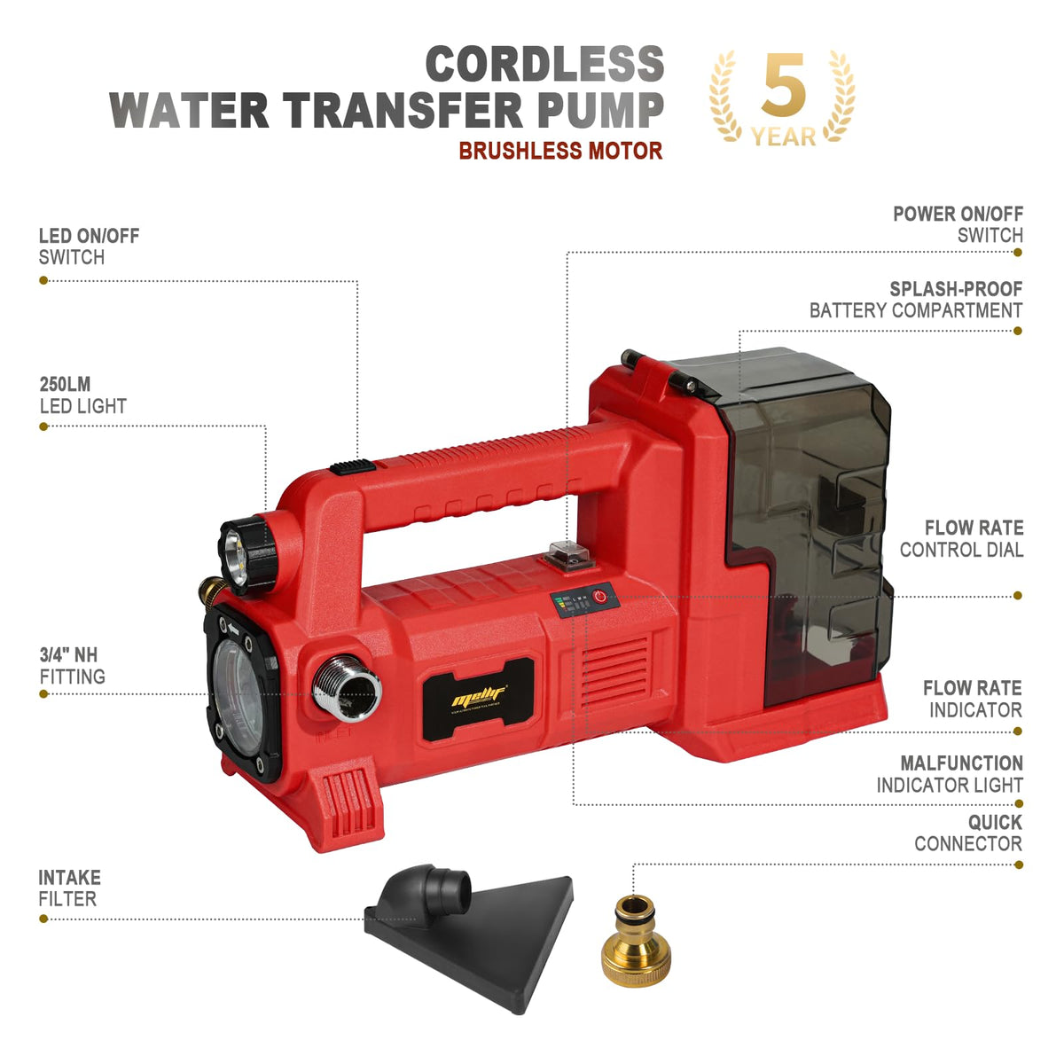 Danero suction filter captures debris down to 1/8 inch for cleaner transfers.