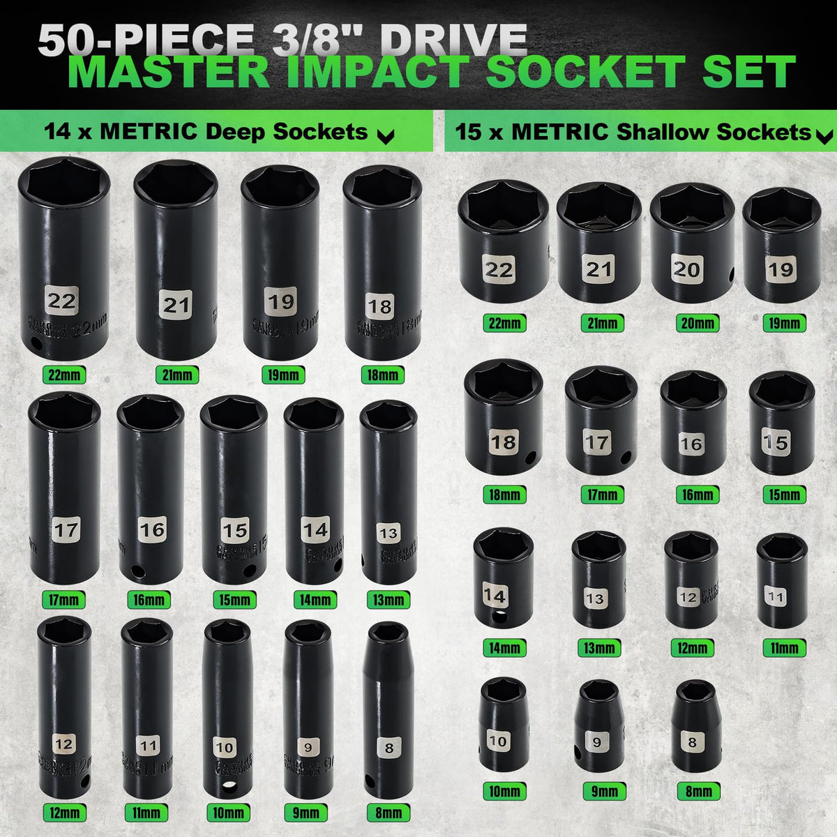 Dangkiy SAE sockets 5/16-3/4 for versatile vehicle repairs.