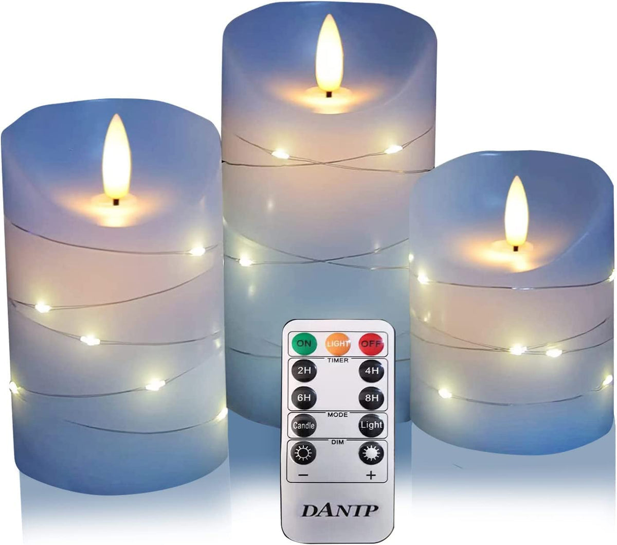 danip Sky Blue battery-powered candles safe indoor decor