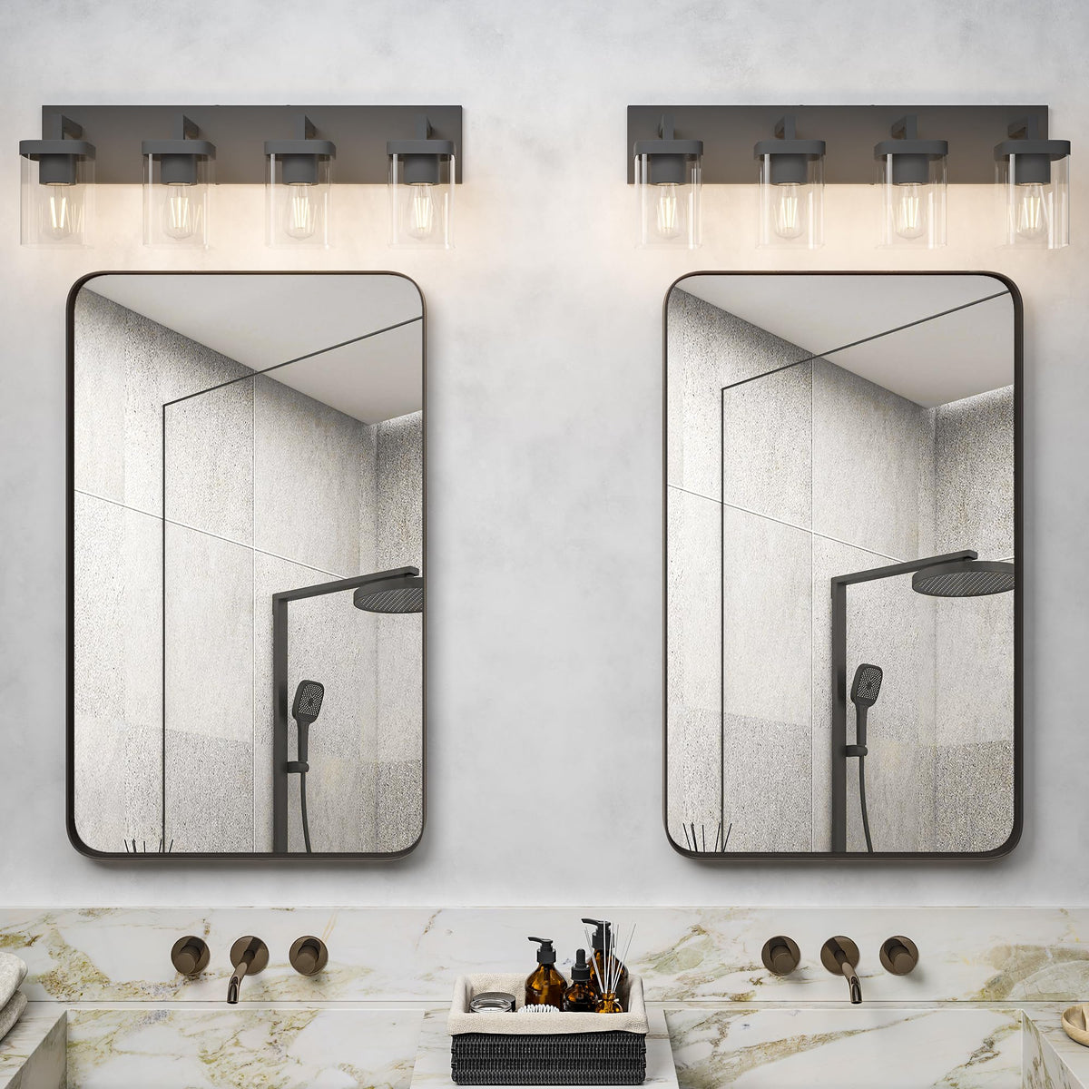 Danshinro dimensions 29.5 by 4.7 by 8.4 inches fits above most mirrors
