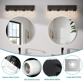 Danshinro matte black finish vanity light for contemporary interiors