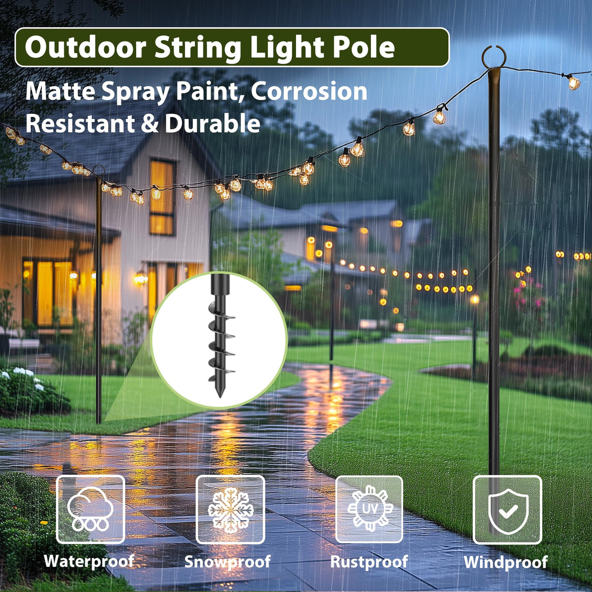 Danshinro weather-ready outdoor light pole for various climates