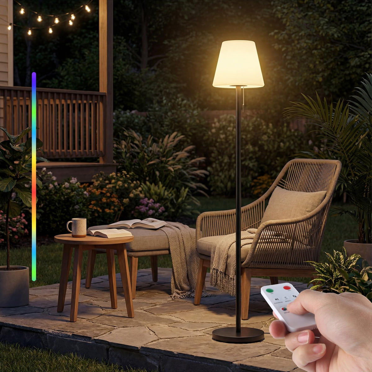 Dansny outdoor floor lamp with solar charging for easy patio power.