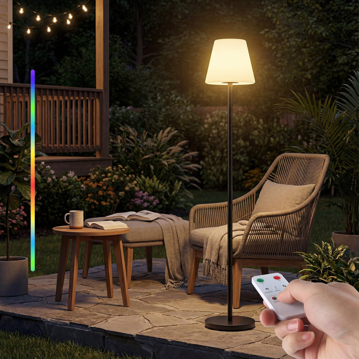Dansny solar outdoor floor lamp height adjustable for flexible placement