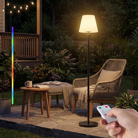 Dansny solar outdoor floor lamp height adjustable for flexible placement