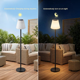 Dansny solar outdoor floor lamp side view showcases sleek, modern design for decks