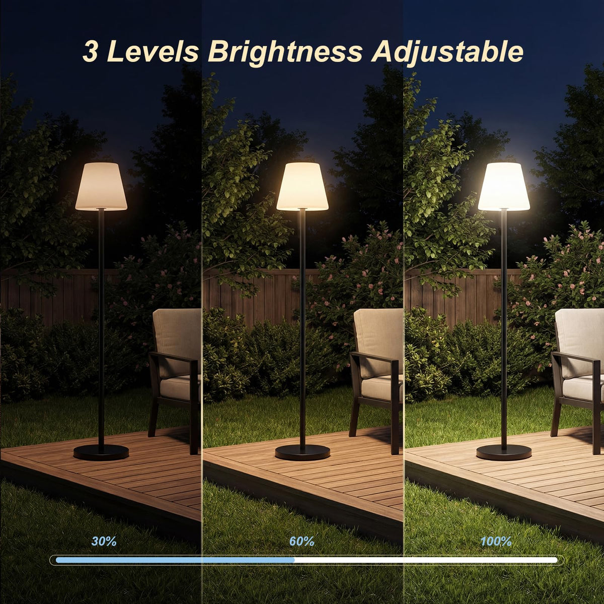 Dansny solar outdoor floor lamp warm white glow creates cozy evenings on patios