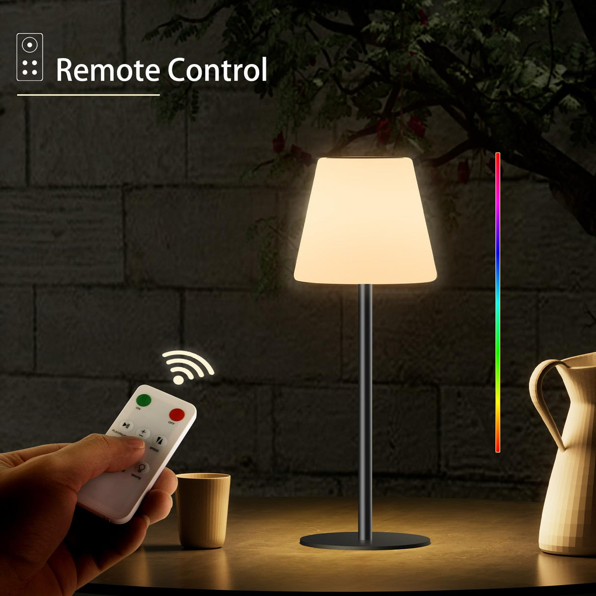 Dansny IP65-rated outdoor lamp shown in rain, highlighting waterproof durability.