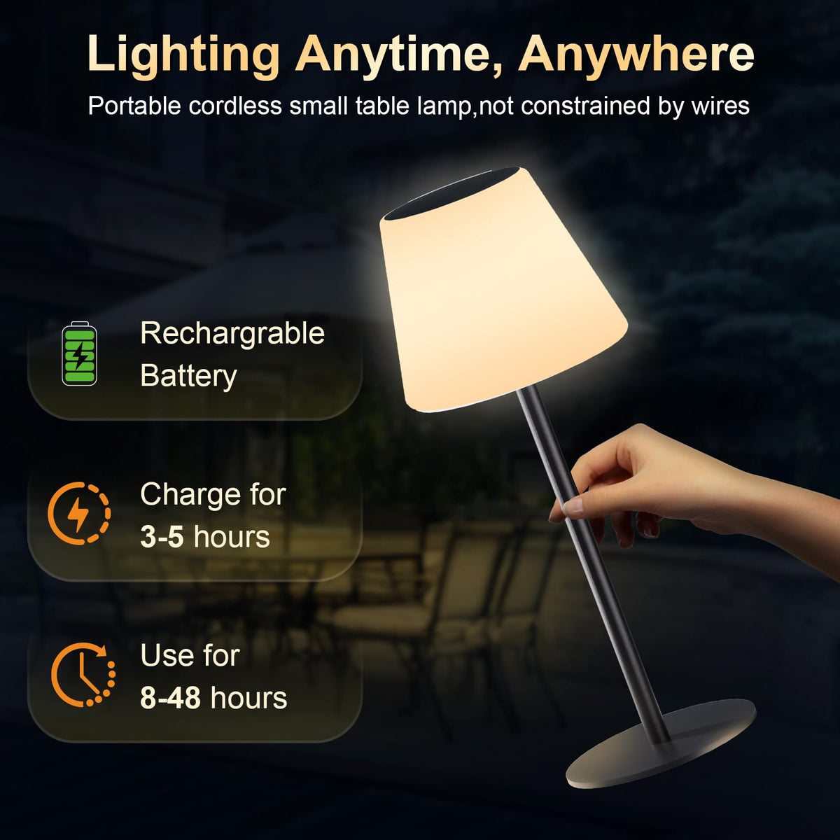 Dansny solar table lamp memory function returns to last brightness setting.