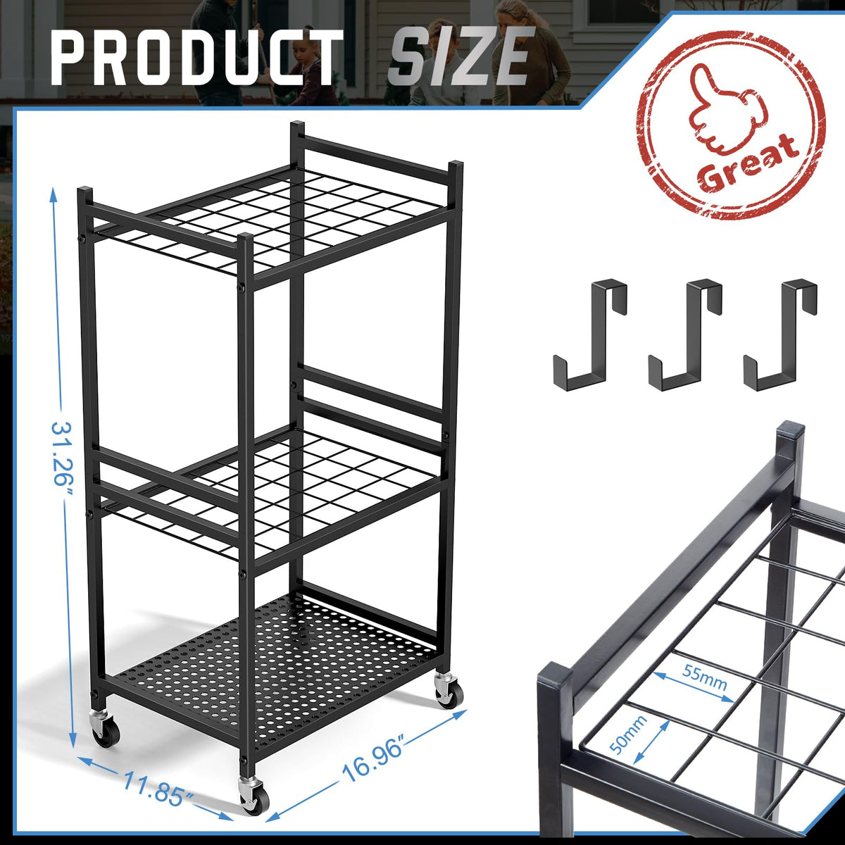 DAOUTIME height-adjustable feet adapt to uneven ground.