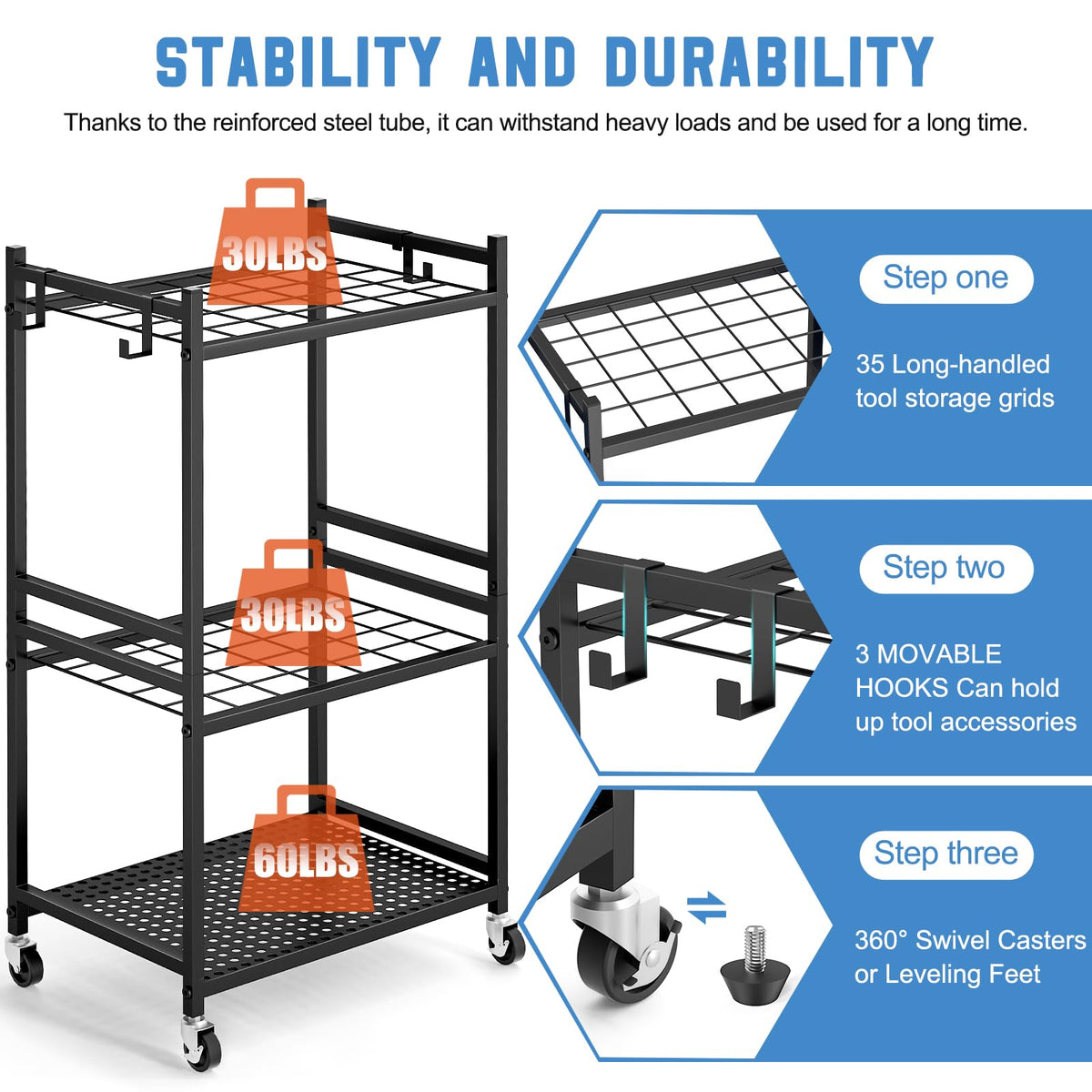 DAOUTIME yard tower rack outdoors highlights durable metal construction.