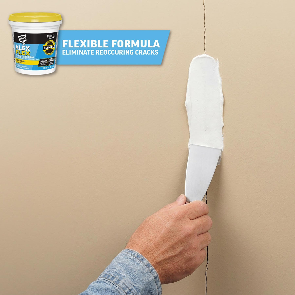 DAP Alex Flex spackling open container ideal for interior and exterior patches