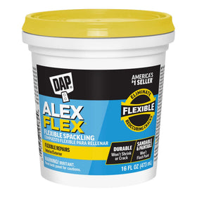 DAP Alex Flex spackling pour shows smooth, flexible repair ready for painting