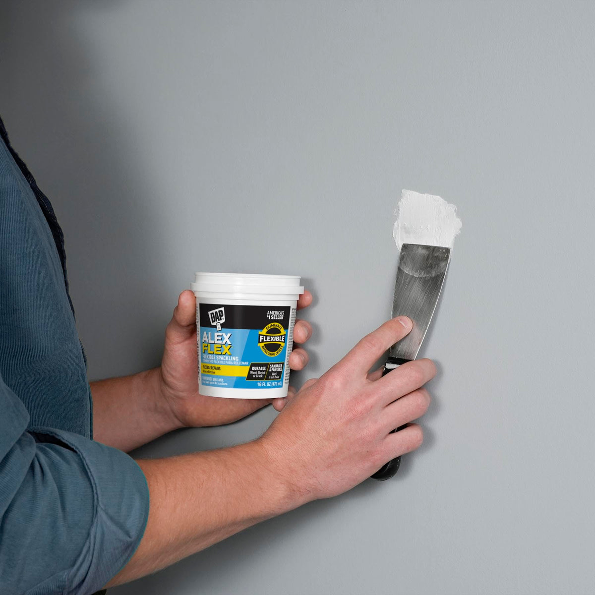 DAP Alex Flex spackling sanding creates sandable surface for seamless finishing
