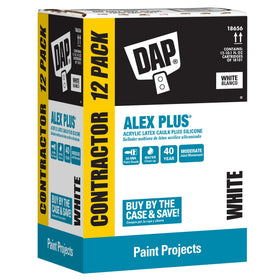 DAP Alex Plus caulk tube ready for interior or exterior sealing with paintable finish.