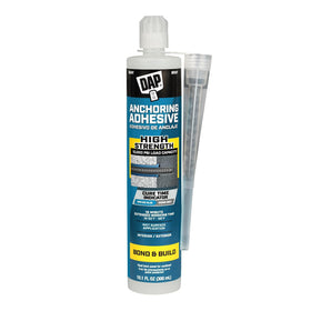 DAP Anchoring Adhesive blue paste dispensed from cartridge.