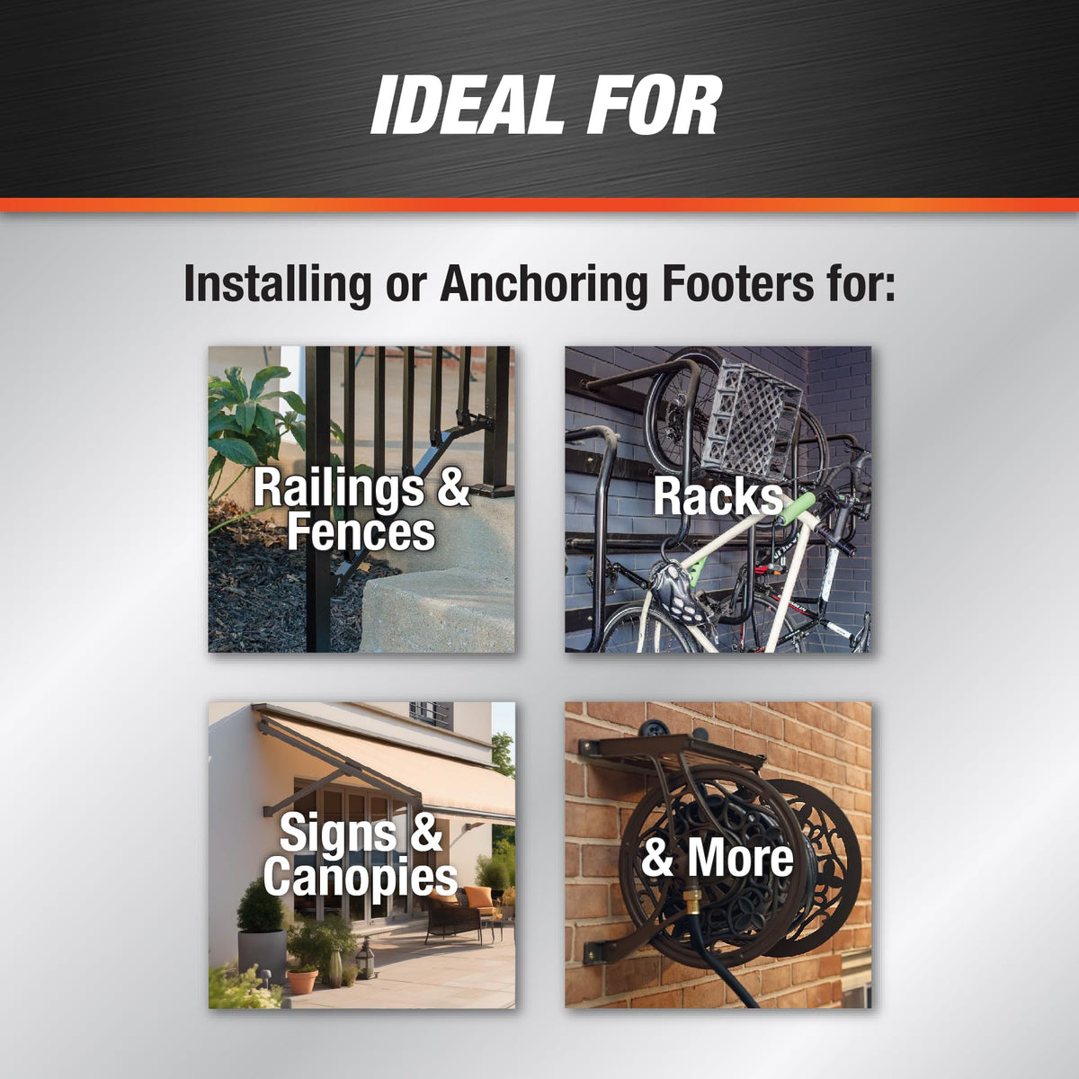DAP Anchoring Adhesive cured gray anchor securing bolt in masonry.