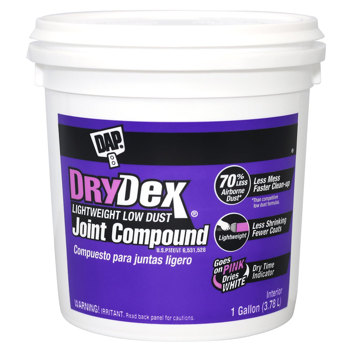 DAP DryDex lightweight joint compound for smooth gypsum joints.