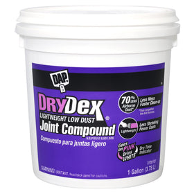 DAP DryDex lightweight joint compound for smooth gypsum joints.