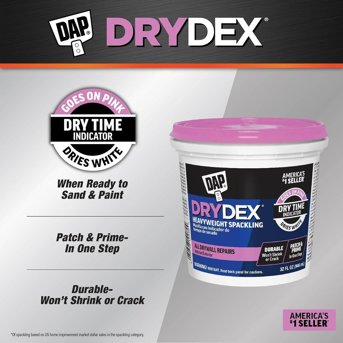 DAP DryDex spackling being spread to repair drywall holes.