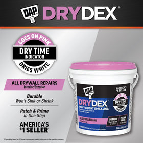 DAP DryDex color-change from pink to white indicates dry time.