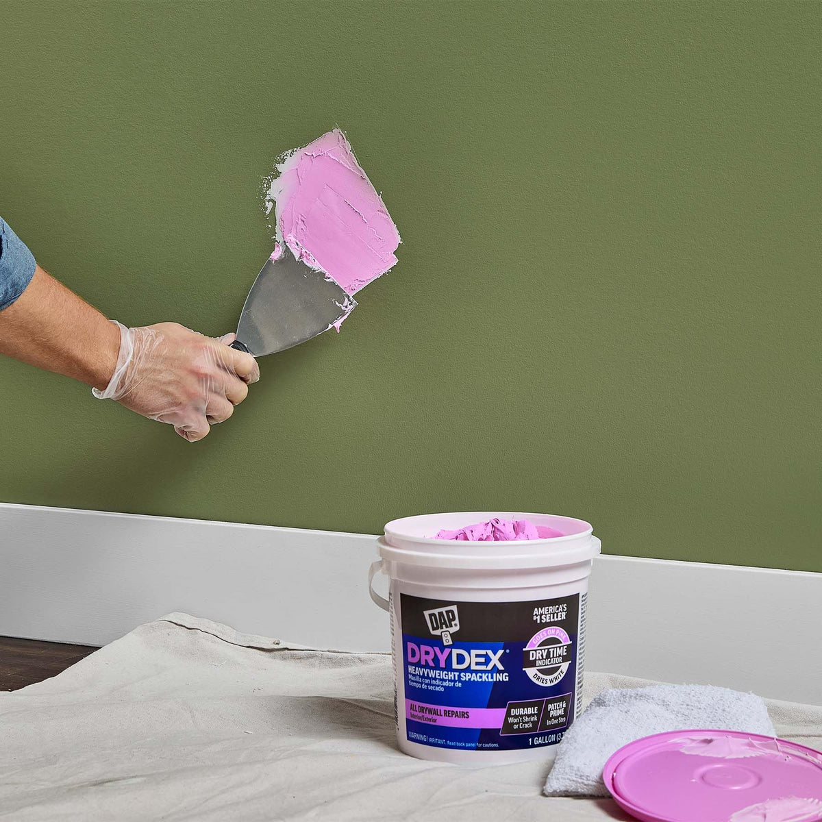 DAP DryDex patches sand smooth for paint-ready surfaces.